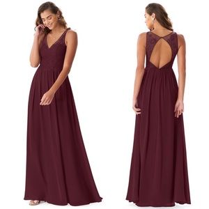 Azazie Yara Floor Length Bridesmaid Dress Cabernet Color CUSTOM size